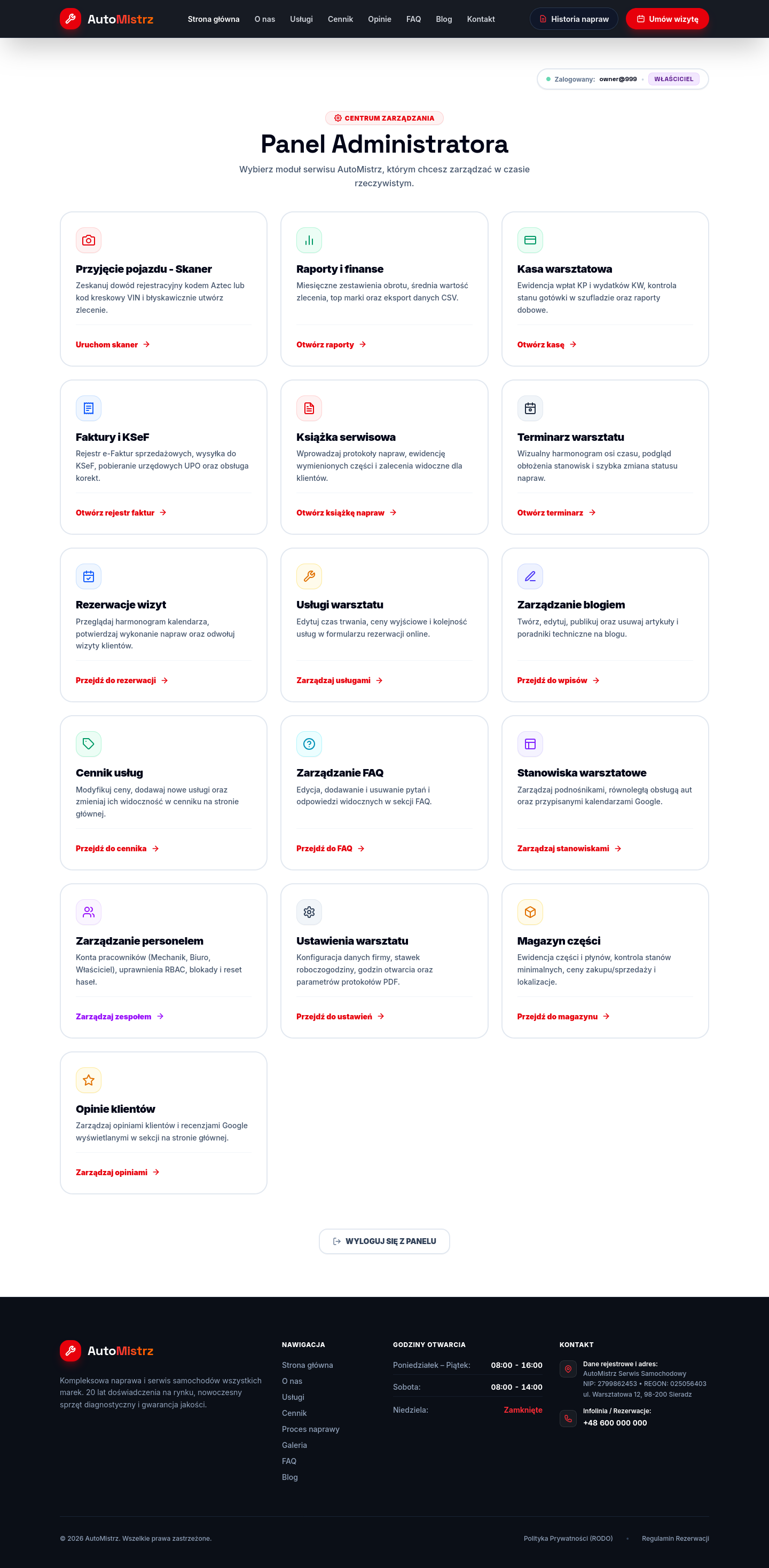 AutoMistrz | Admin Panel Dashboard