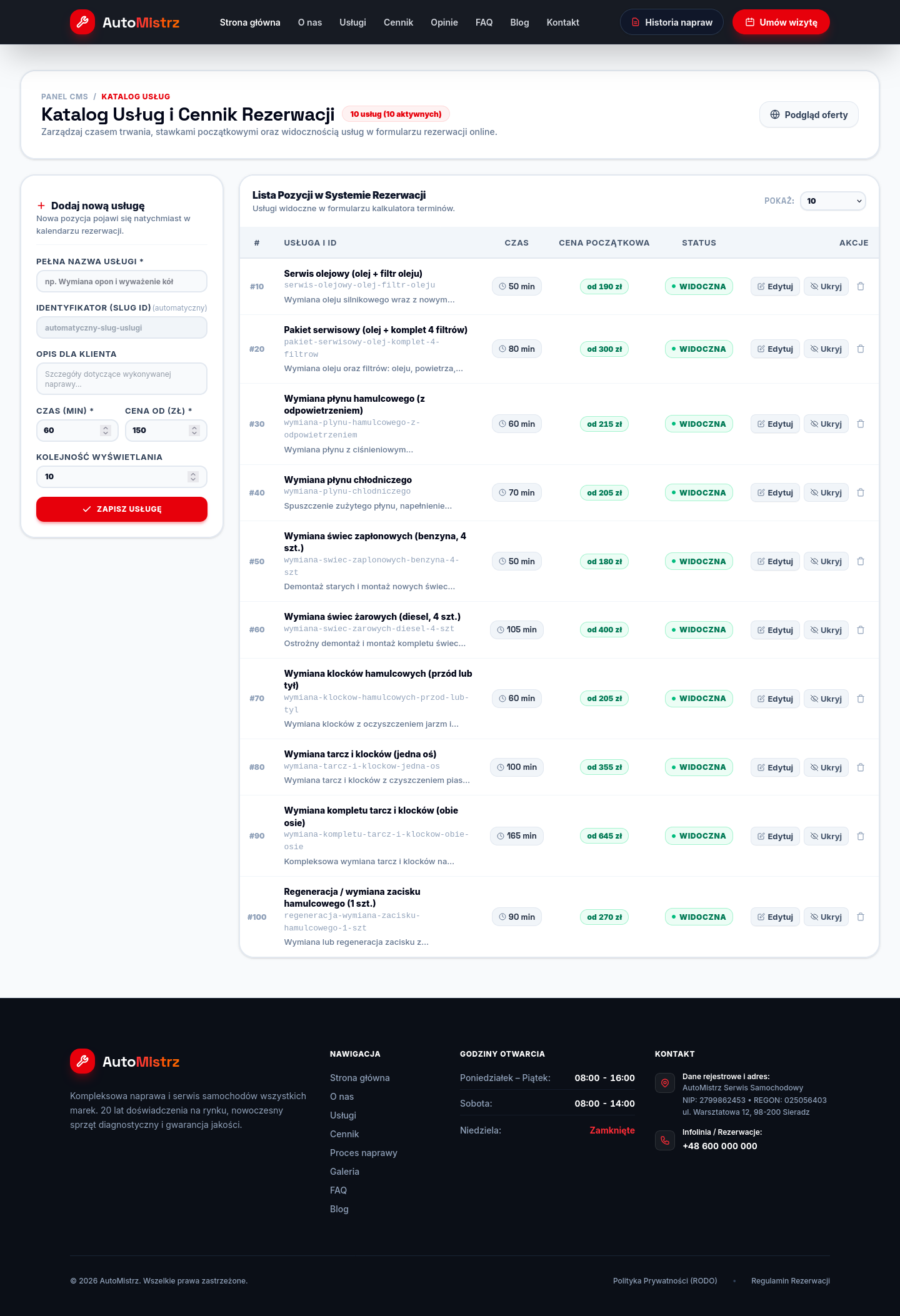 AutoMistrz | Admin Panel Dashboard