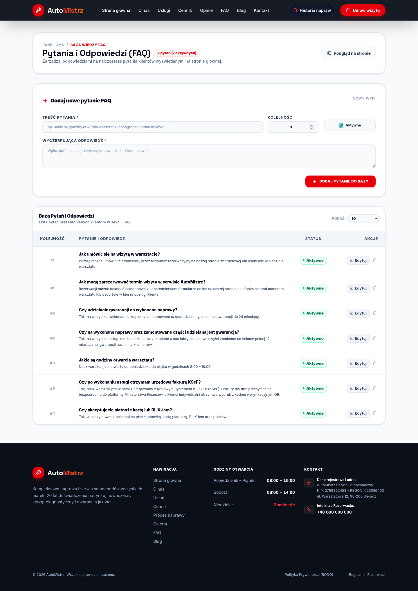 AutoMistrz | Admin Panel Dashboard